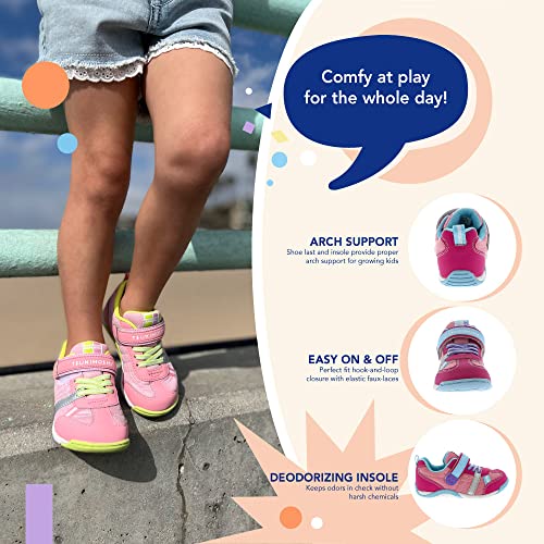 Tsukihoshi 1521 Kaz Strap-Closure Machine-Washable Child Sneaker Shoe With Wide Toe Box And Slip-Resistant, Non-Marking Outsole - Fuchsia/Light Blue, 13 Little Kid (4-8 Years) #TOP5