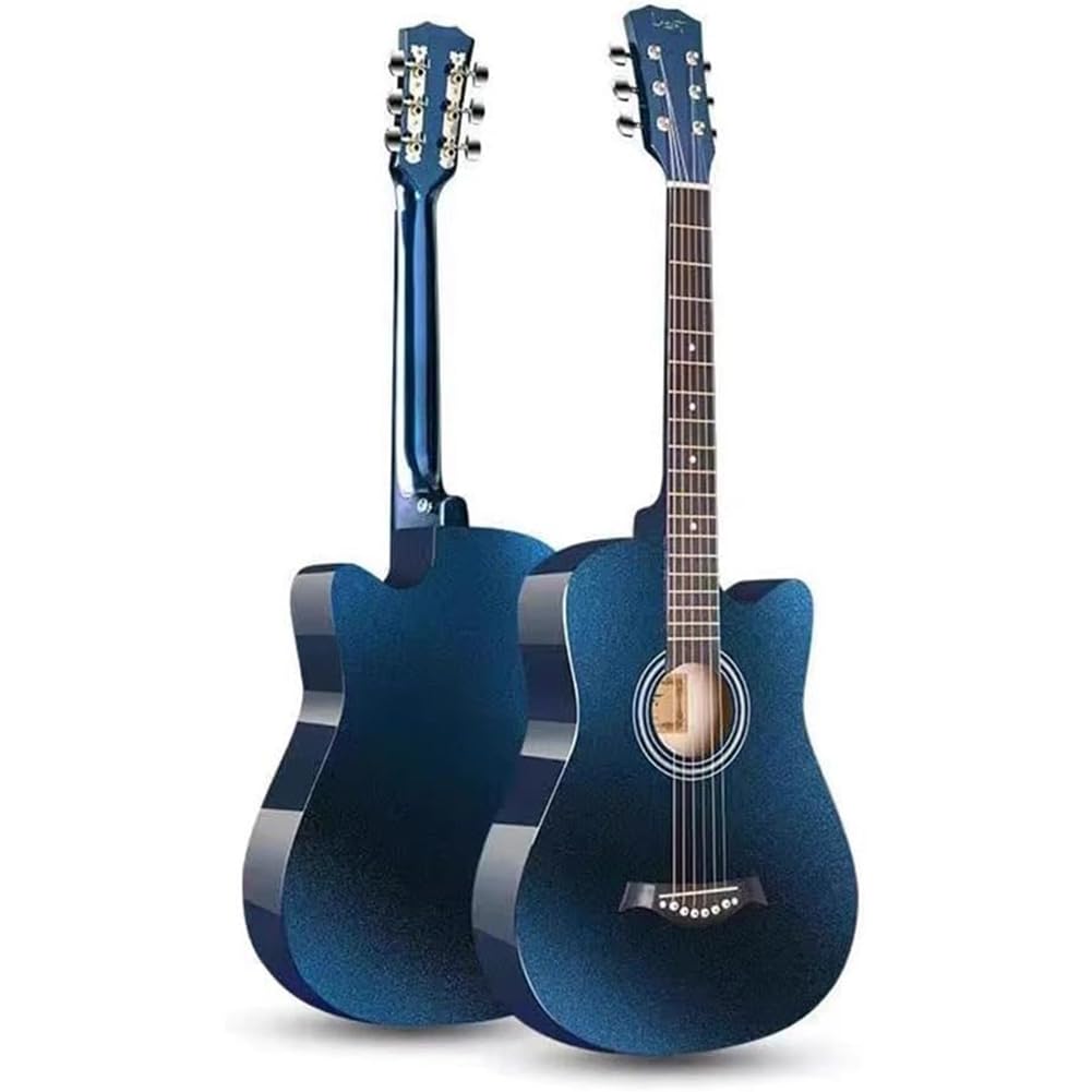 Chitarra acustica per principianti da 104 cm, chitarra da viaggio portatile a 6 corde con custodia, corde, tracolla, pipa e plettro