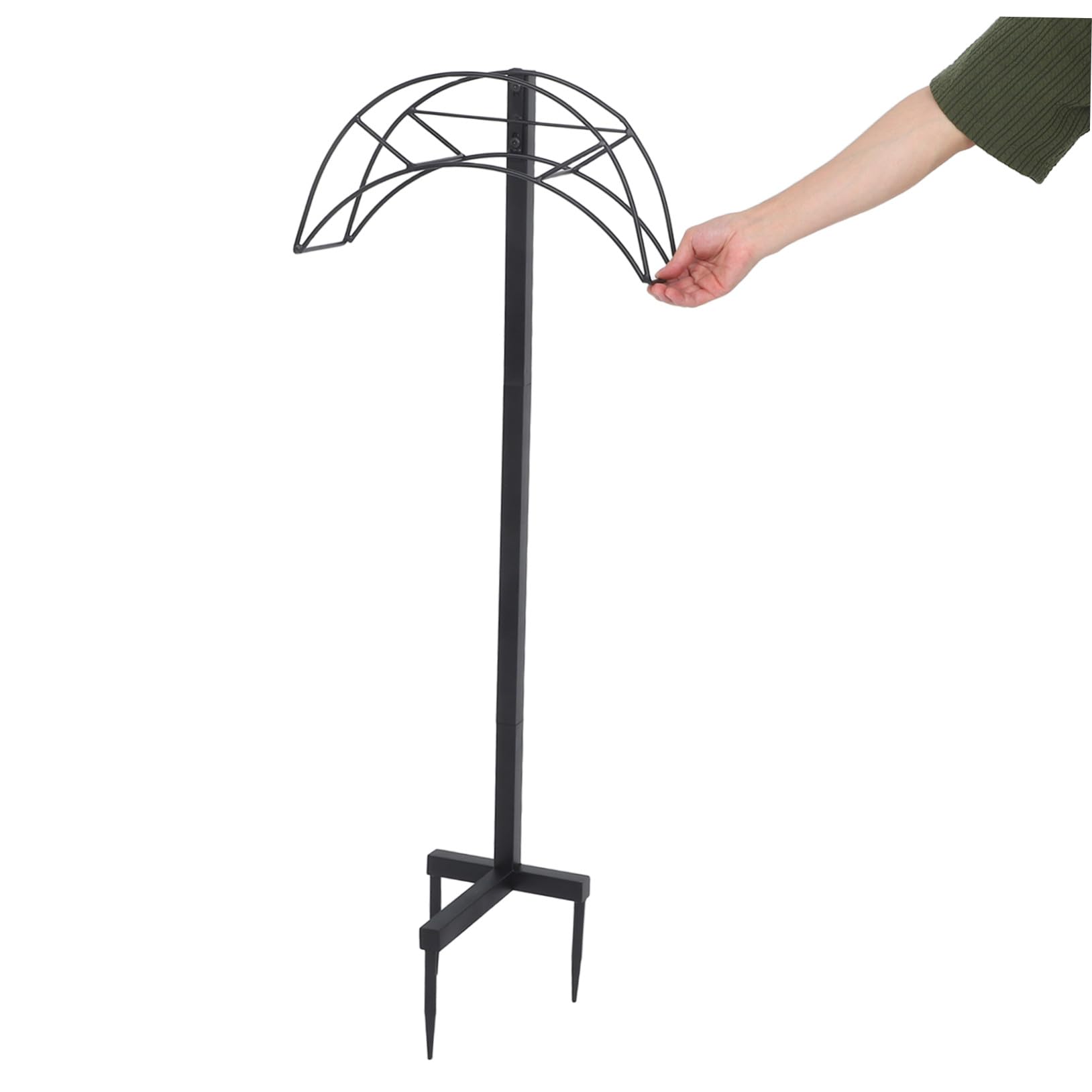 Porta Tubo da Giardino in Metallo Nero, Supporto Rimovibile