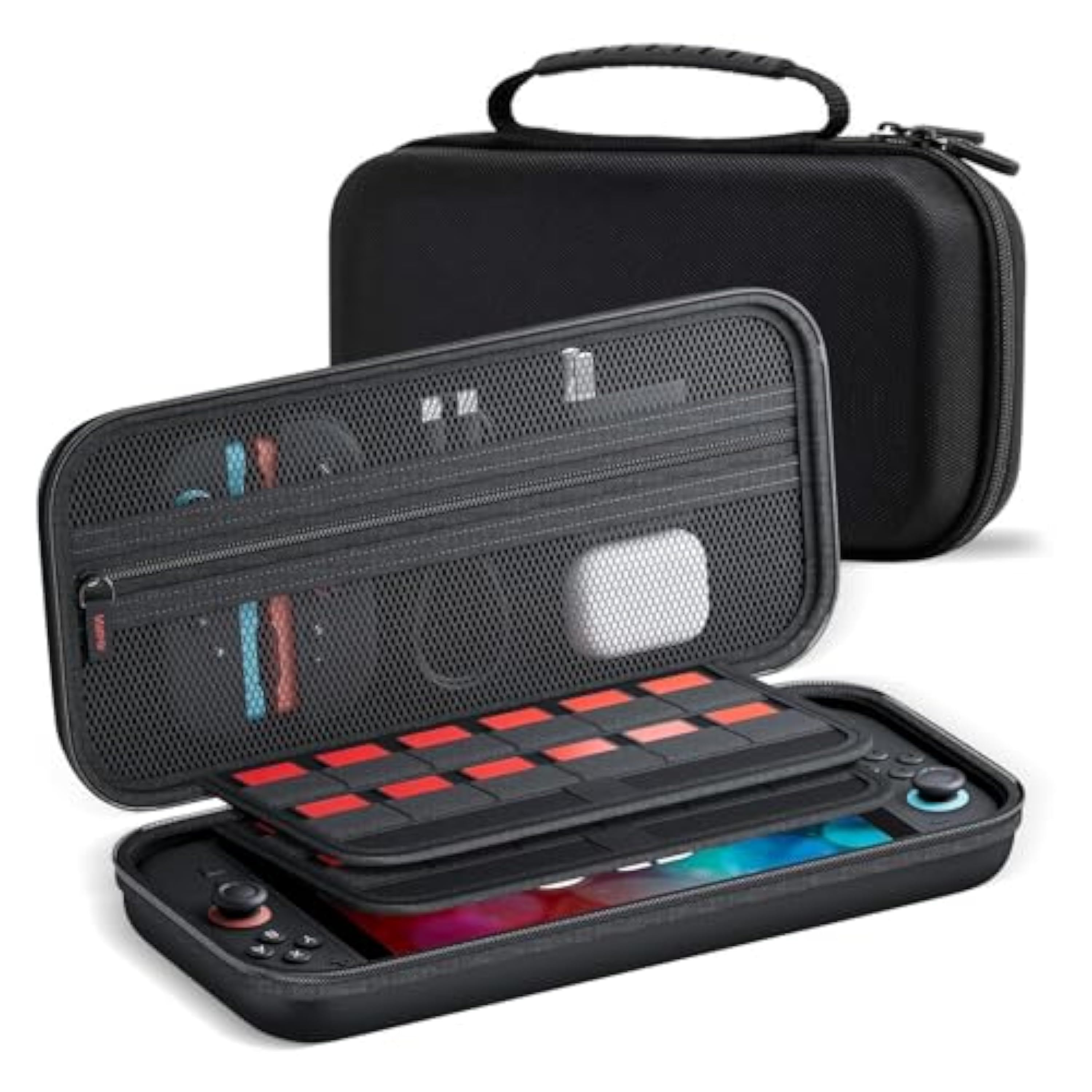 alouweekuky Funda Nintendo Switch 2 Protector y Portátil Estuche Nintendo Switch 2, Puede Almacenar 20 Juegos y Otros Accesorios, con Forro Suave y Bolsa de Red, Negro