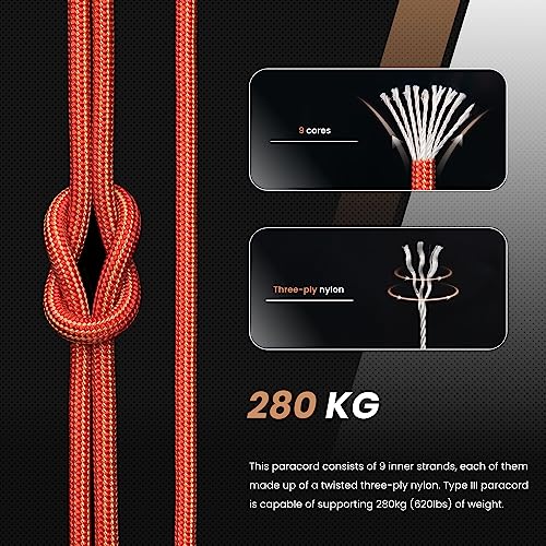 Abma Cord Paracord 620 lbs 4mm 9 Strands 100% Nylon 30M - Royal Throne, Stripes-royal Throne, 30 Meters - Image 3