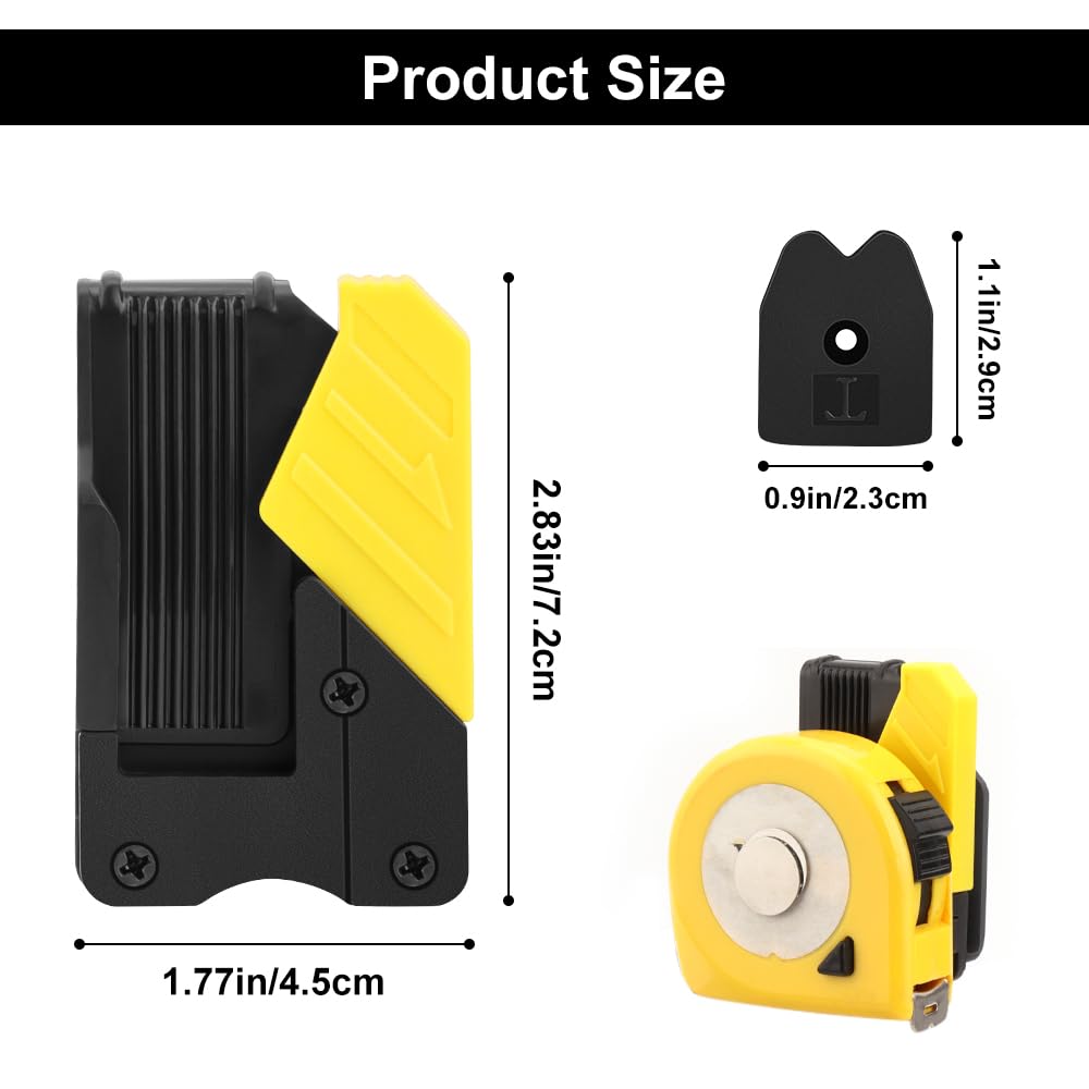 Confezione da 2 supporti per metro a nastro con chiusura rapida per cintura - Set di supporti universali per metro a nastro, sicuro, efficiente(giallo,2PCS)