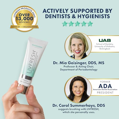 Image of LIVFRESH Toothpaste Gel, Clinically Proven to Remove Plaque 250% Better, Does Not Irritate Gums, Reduces Tartar Buildup, Freshens Breath, SLS Free Dental Gel, Wintergreen, 3 Pack