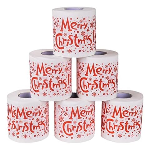 Christmas Toilet Rolls, 6 Rolls of Christmas Decorative Christmas Theme Toilet Rolls, Home Bath Toilet Roll Paper Christmas Pattern Series Printed Decor Tissue Best Gift Cover