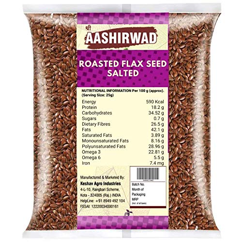 Shree Aanantam Roasted Flax Seeds 400g | Salted With Lemon Flavor | Fibre Rich | Flax Seeds for weight Loss | Alsi Seeds For Eating