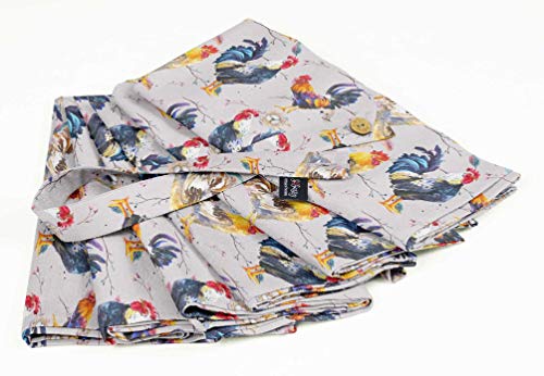 Serviettes de table en coton S4Sassy gris oiseau 45x45 cm pour cuisine lot de 12 - 5