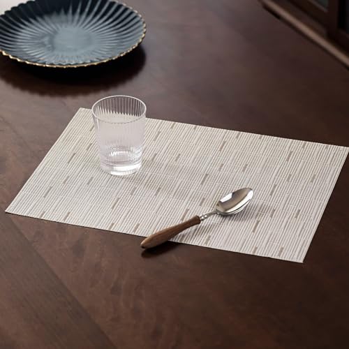 LEXMORE Placemats Set of 8 Vinyl/Plastic Woven Place Mats for Kitchen Table Indoor/Outdoor Washable Placemat Wipeable Dining Table Mats(Pale Beige) by LEXMORE - Used condition - Image 3