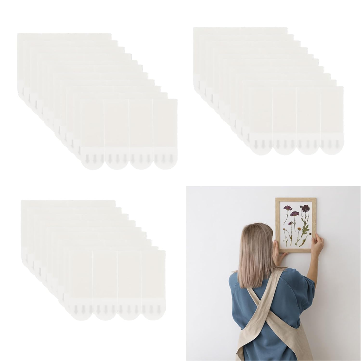 120 Pieces Poster Strips Heavy Duty,Picture Hanging Strips,Remove Without Marks,Double Sided Adhesive,No Tools,for Hanging Photo, Posters, Decorative Items(46 * 16mm)