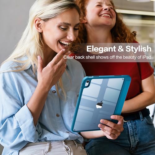Image of Wenlaty Compatible with iPad (A16) 11th Generation Case 11 Inch 2025, for iPad 10th Generation Case 10.9 Inch 2022 with Pencil Holder, Trifold Stand Protective Clear Back, Auto Wake /Sleep, PeacockBlue