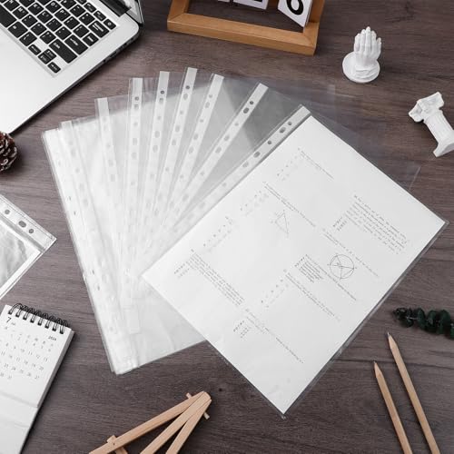 Fundas para carpetas de 11 agujeros protectores de hojas transparentes PP pack de 100 documentos 5