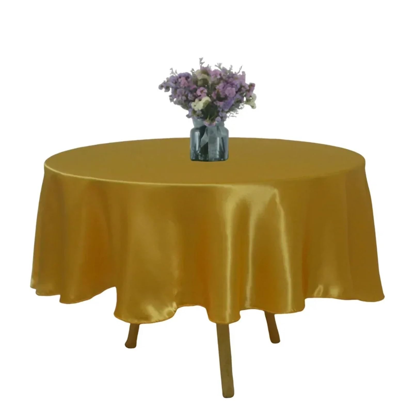 ZHSOAO Round Satin Tablecloth Wedding Party Overlays Decoration Birthday Shower Restaurant Home Table Cloth for Cafe(Gold,180CM)
