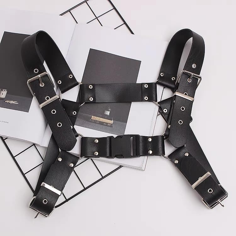 Image of Men's Faux Leather Body Chest Harness Belt Shoulder Cage Belt Party Costume