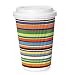 12 oz To Go Coffee Cups with Lids - Disposable, Insulated & Recyclable Striped Multicolor Ripple Paper Coffee Cups, 50 Pack