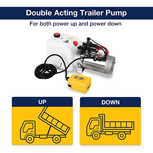 Image of 12V Hydraulic Power Unit 3200 PSI, Double-Acting Hydraulic Pump for Dump Trailer & Car Lifting