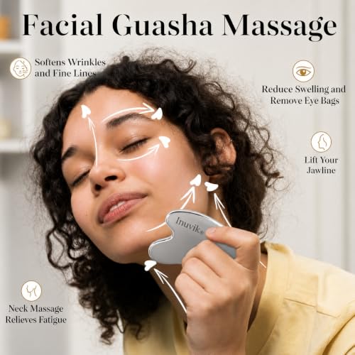 Image of Inuvik Premium Stainless Steel Gua Sha,Metal Gua Sha Facial Tool. Firm Face Muscles, Reduce Puffiness, Facial Tension, Helps Lymphatic Drainage. GuaSha Beauty Tool for Body Neck Eyes (Heart Shape) (SS GUA SHA 75 GRM)