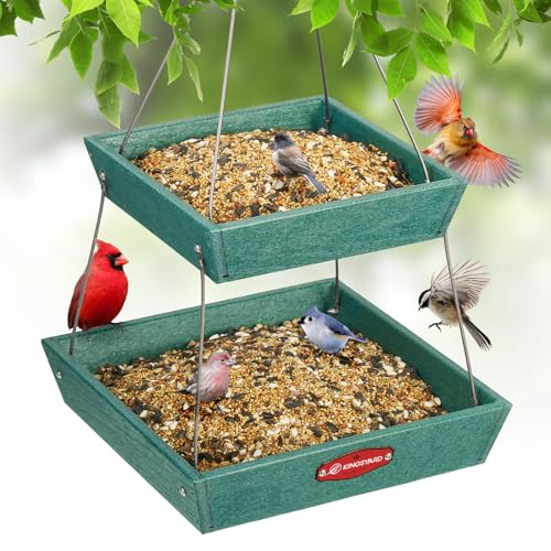 Kingsyard 2 Tier Large Platform Bird Feeders for Outdoors Hanging,