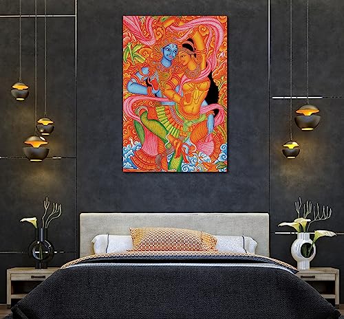 Image of Tamatina Modern Art Canvas Painting | Radha Krishna | Abstract Art Unframed painting for Home decor|size - 13X9 Inches.o224