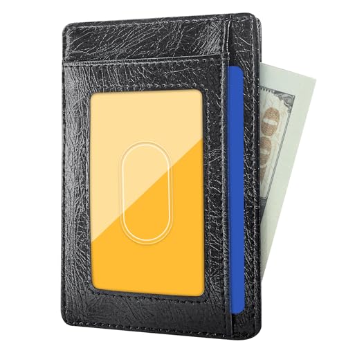 Image of Travelambo Slim Wallet Front Pocket Minimalist Leather RFID Blocking Medium Size