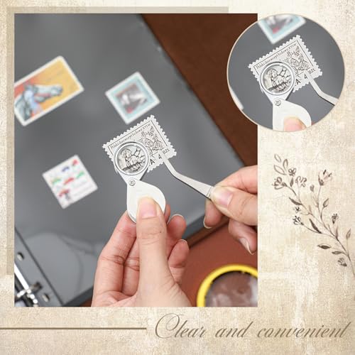 Image of Stamp Collecting Album Binder Kit for Collectors, 1 /2 /3 /4 Rows Banknotes Storage Book with 20 Stamp Pages, 4 Ring Binder, Tweezers and Magnifier, for Paper Money Bill Postage, Beginner Hobbyists Gift
