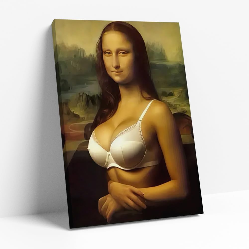 Reateforin Modern Mona Lisa Funny Bathroom Posters Wall Art Decor Cool Meme Retro Vintage Classical Humorous Pictures Prints for Bedroom Living Room Guestroom Restroom Decor Bathroom Signs 24"x36" — image 1
