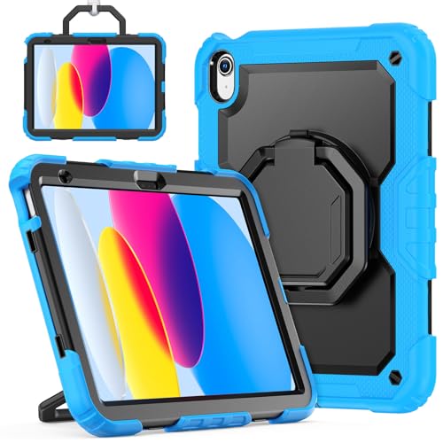 Accessoire iPad 11 2025 antichoc bleu clair avec sangle et porte-stylo