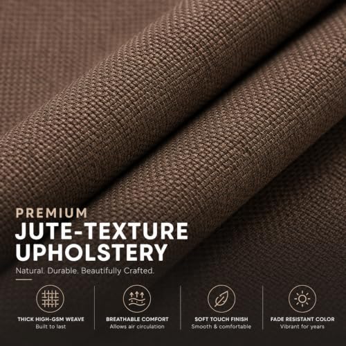 Image of Seventh Heaven Rejioce 2 Seater 4 * 6 Jute Fabric Washable Cover Sofa Cum Bed with 2 Cushions 2 Seater Double Foam Fold Out Sofa Cum Bed (Finish Color - Brown Delivery Condition - Pre-Assembled)