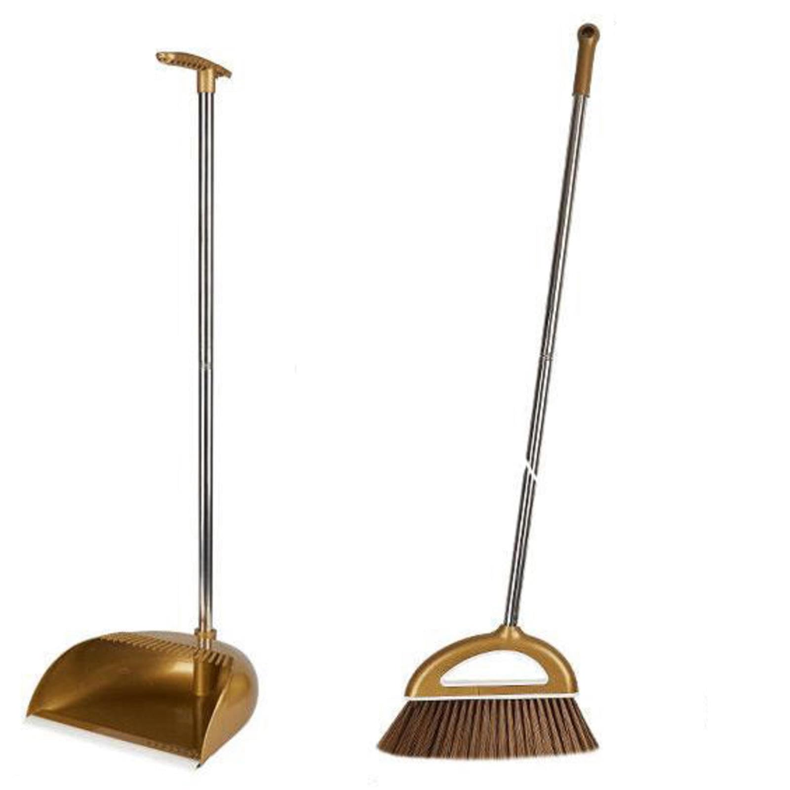 NIBHZ Juego Combinado de Escoba con Recogedor, Escoba y Recogedor para El Hogar, Escoba de Cocina para Barrer Interiores y Exteriores, Recogedor con Mango Largo, Escoba con Recogedor