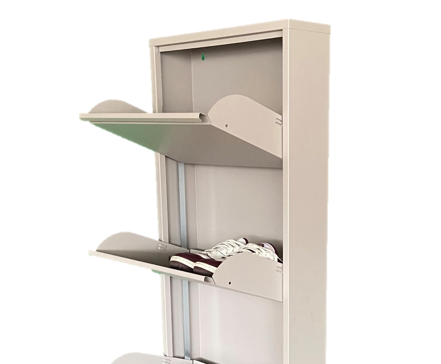 Scarpiera Salvaspazio Slim 3 Ante Tortora, Portascarpe a Ribalta in Metallo | Già Montata, Interni/Esterni, P13,5 x L50 x H103 cm