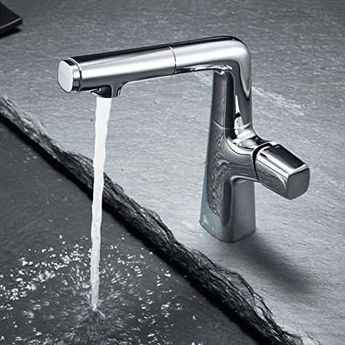 Mitigeur de salle de bain noir mat haut de gamme avec douchette rétractable