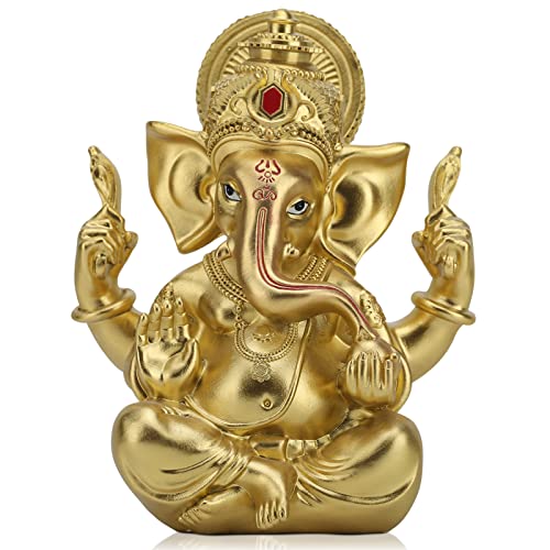 19.5 cm Ganesha Statuen groß, Ganesh Statuen Hindu Elefanten Statue, Indischer Gott Lord Ganesh Statue, Lord Segen Home Decor(Gold)