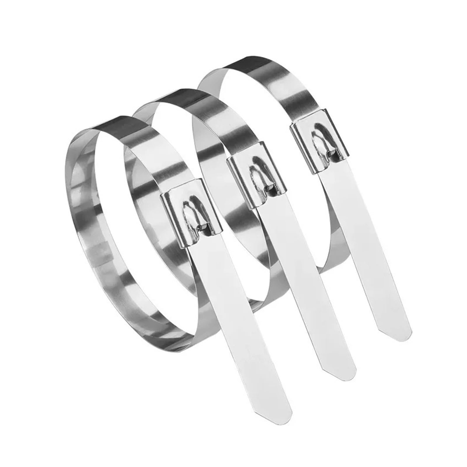 Fascette per cavi per carichi pesanti in acciaio inossidabile 304 da 100 pezzi 7,9 mm, fascette in metallo autobloccanti per cablaggio di passerelle per cavi esterne(7.9x750mm)
