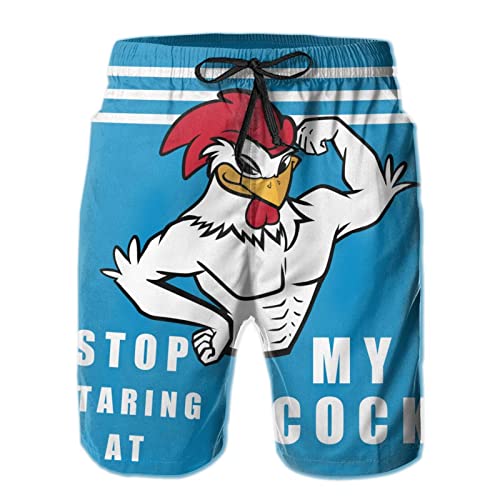 Fzryhaika Stop Looking at My Cock - Traje de baño para hombre, divertidos pantalones cortos de playa de secado rápido con forro de malla y bolsillos, Funny1, XXL