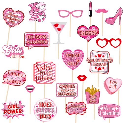 Galentines Day Photo Booth Props, Happy Galentineโs Day Photo Prop for Party Photo Booth, Galentines Day Party Decorations, GTPZ Valentines Day Decorations, Girls Ladies Galentines Day Decor, 2
