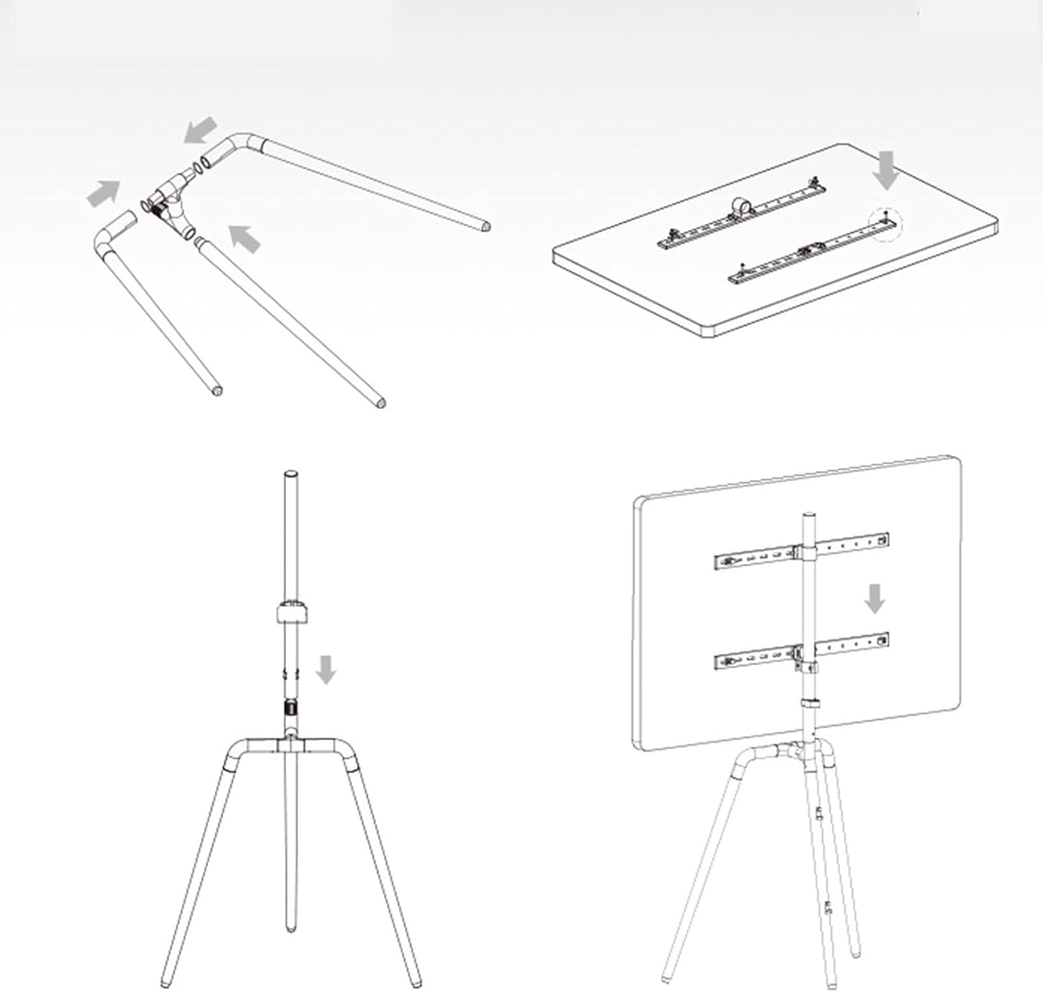 Tv Mount - TV Tripod with A Load Capacity of Up to 40 Kg, Suitable for 32-65 Inch LED LCD Flat and Curved Screens, Height-Adjustable Studio Screen Display Stand for Bedroom, Living
