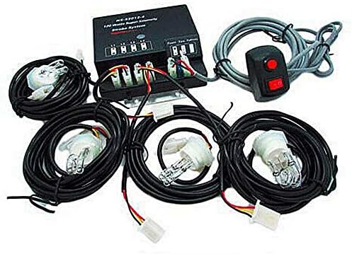 Emergency Hazard Warning Headlight,80 Watt 4PCS HID Hide-a-way Bulbs Emergency Strobe Light Hazard Warning Headlight Strobe Light Kit System Fog Lamp Safety Light DC12V