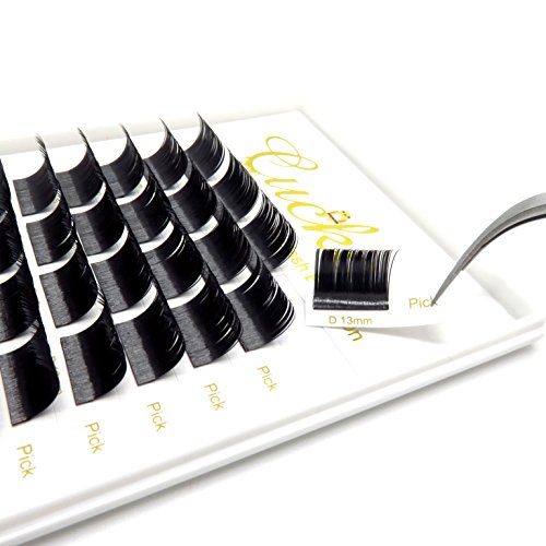 Cuckoo Lashes Split Natural Black Ellipse Flat Eyelash Extension 0.20MM Thickness D Curl 10MM Subsection Professional Individual Eyelashes Faux Mink Eyelashes 4 Parts Per Strip Cuckoo Lashes