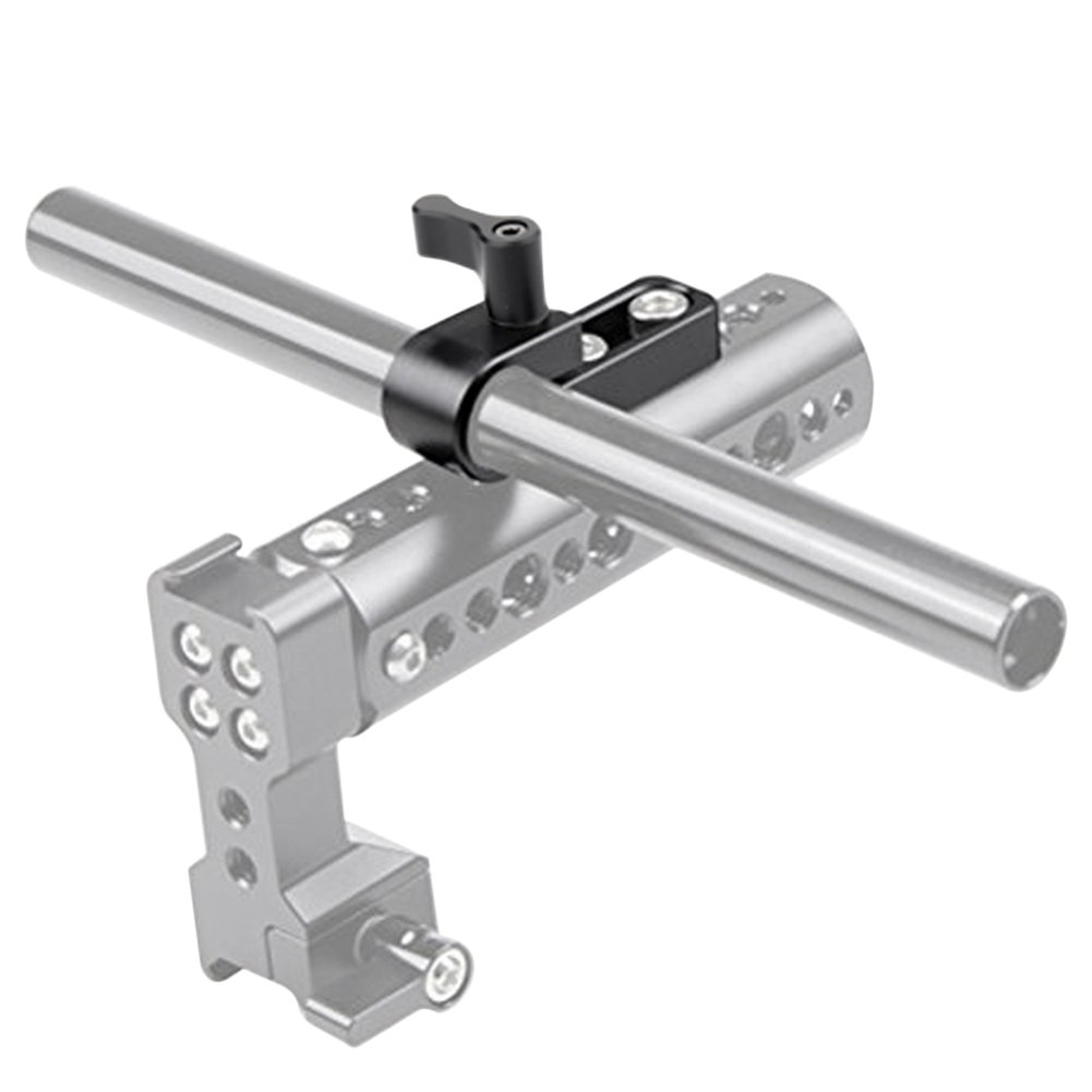 NICEYRIG 15mm Rod Clamp(2 Piezas),15mm Rail Rod Clamp con el Agujero Largo en la Placa/Jaula/manija para la extensión de la Barra