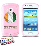 Carcasa Flexible Ultra-Slim SAMSUNG GALAXY S3 MINI de exclusivo motivo [Balón de fútbol Côte d'Ivoire] [Rosa] de MUZZANO + ESTILETE y PAÑO MUZZANO® REGALADOS - La Protección Antigolpes...