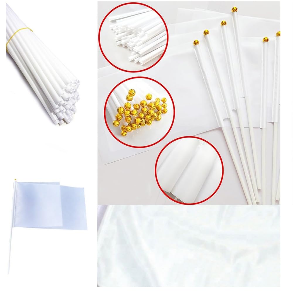 Banderas con diseño propio minibanderas hechas a mano con barra en blanco para pintar fiestas desfiles celebraciones eventos deportivos decoración