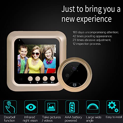 Campainha de vídeo com fio, tela TFT de 2,4 polegadas, sensor de 2 milhões de sensores de 160 graus,