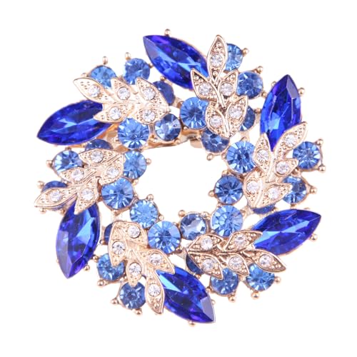 Image of Rhinestone Flower Brooch for Women Crystal Wreath Brooch Pin Stylish Big Flower Brooch Rhinestone Crystal Bauhinia Flower Wreath Brooch Elegant Clothing Hat Bag Accessories Christmas Wedding Bridal Birthday Jewelry