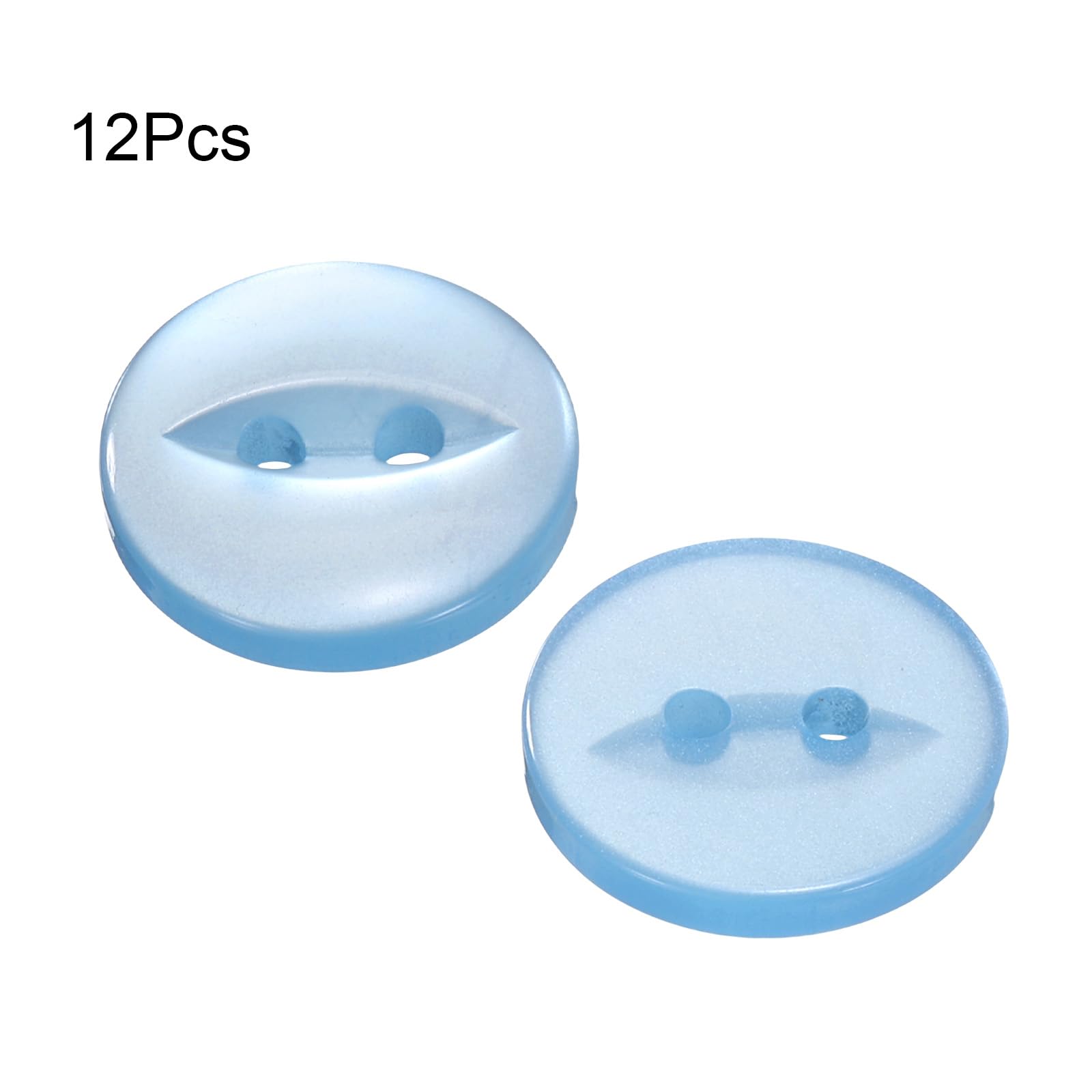 HARFINGTON 12 botones de costura redondos de 24 L, color azul cielo, 15 mm, resina de 2 agujeros, botón de repuesto para manualidades, decoración, pantalones, vestidos, faldas, ropa, botones de cierre