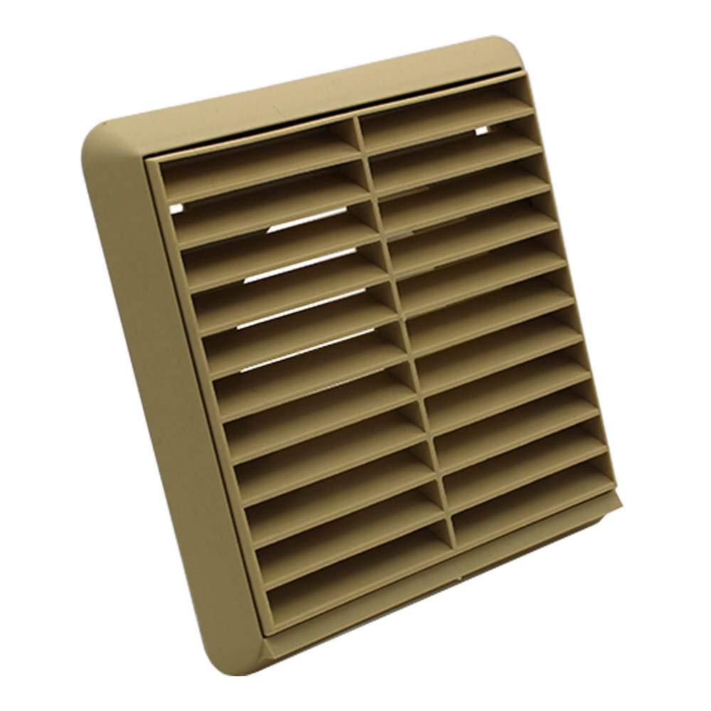 Kair Men's Beige Louvred Grille 155Mm External Diion With Round 125Mm - 5 Inch Rear Spigot - Wall Ducting Air Vent