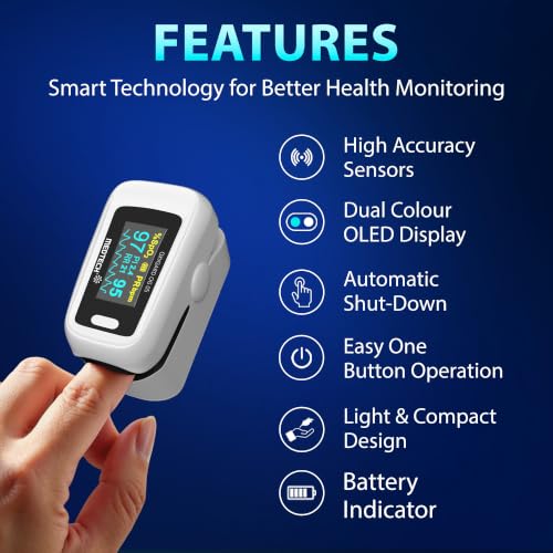 Image of Medtech OG05 - Fingertip Pulse Oximeter | Blood Oxygen Saturation and Heart Rate Monitor | SpO2 Oxygen Meter | Finger Pulse oximeter | 4 Parameters - Perfusion Index, Respiratory Rate, Oxygen Level and Pulse Rate | High Accuracy | 12 Months Warranty