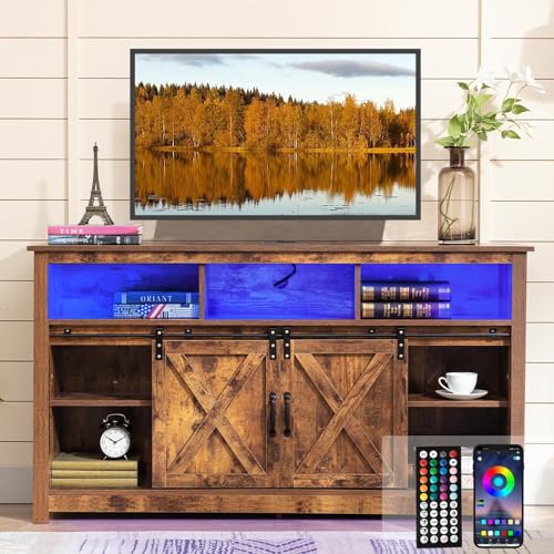 Vinctik 6&Fox 57” Wooden Farmhouse TV Stand for 60/65 inch TV,Double...