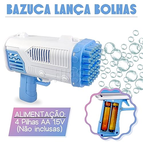 Bazuca Lança Bolhas De Sabão Brinquedo Infantil Máquina De Sopro Automática Bola De Sabão (Azul)
