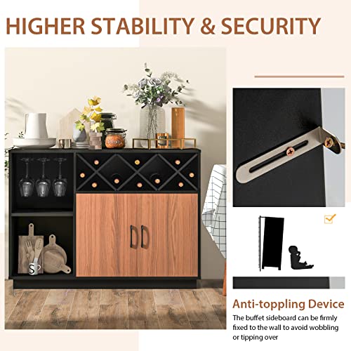 Giantex-Buffet-Sideboard-Wine-Bar-Base-Cabinet-45X15x32-Glass-Holder-Kitchen-Cupboard-for-Kitchenware-Liquor-Coffee-Bar-Station-Buffet-Table-for-Living-Room Giantex Buffet Sideboard Wine Bar Base Cabinet 45X15x32 Glass Holder Kitchen Cupboard for Kitchenware Liquor Coffee Bar Station Buffet Table for Living Room