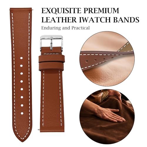 22mm Premium Italy Leather Watch Bands Compatible with Samsung Watch 3 45mm, Galaxy 46mm, Gear S3 Frontier, Quick Release Wear-resistant Leather Watch Straps Replacement Band for Women Men