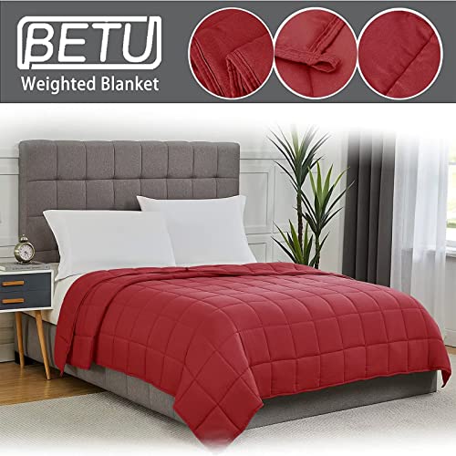 Image of Red Weighted Blanket for Adults 15lbs, 60 inchx80 inch, Queen Size Cooling Heavy Throw Blanket for 120-160lbs, Microfiber Soft Thick Big Blankets Weighted Comforter Breathable Gift for Sleeping