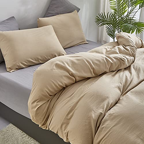 Clothknow Champagne Queen Khaki Bedding Comforter Sets Queen Light Brown Comforter Men Women Bed Comforter Soft Taupe Comforter 3Pcs Bed Comforter Sets Queen Size #TOP4